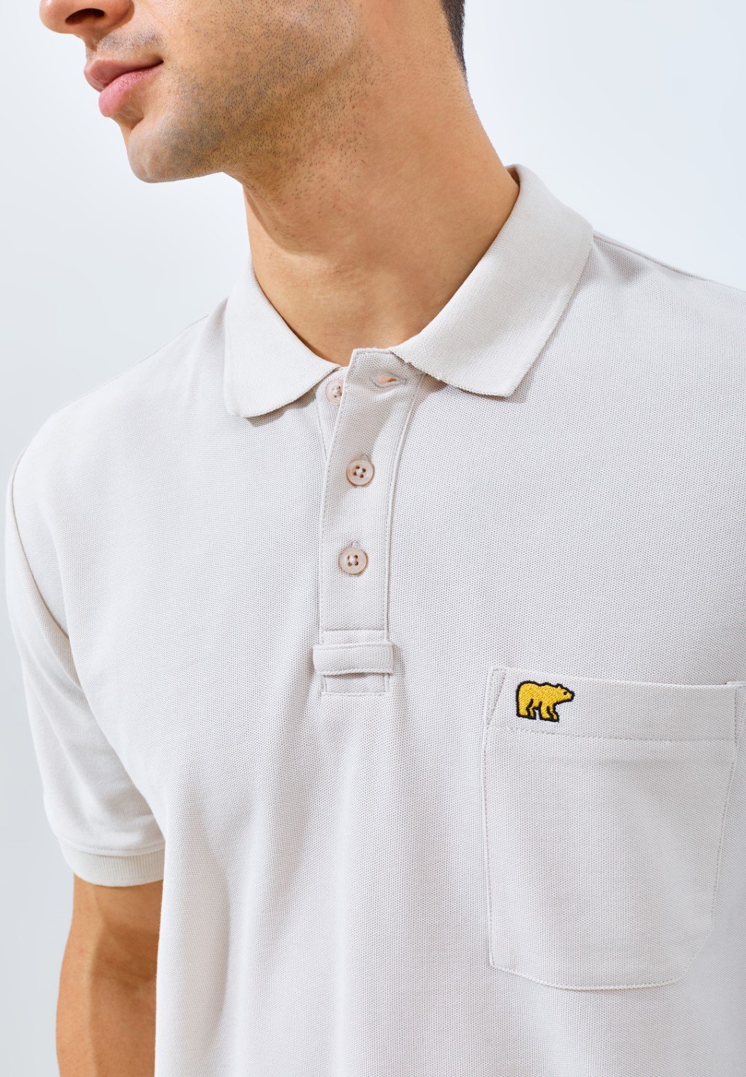 Jack Nicklaus Protons Spring Polo Shirt Pria Regular Fit Beige - Image 5