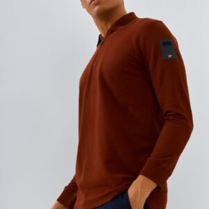 Jack Nicklaus Rayner Polo Shirt Pria Lengan Panjang Regular Fit Dark Brown