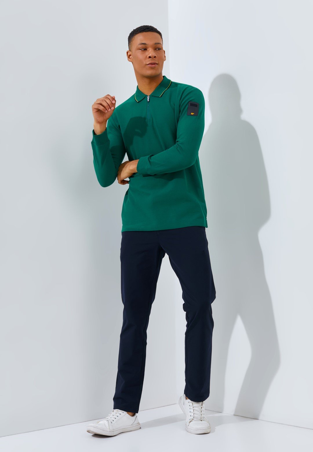 Jack Nicklaus Rayner Polo Shirt Pria Lengan Panjang Regular Fit Evergreen - Image 4