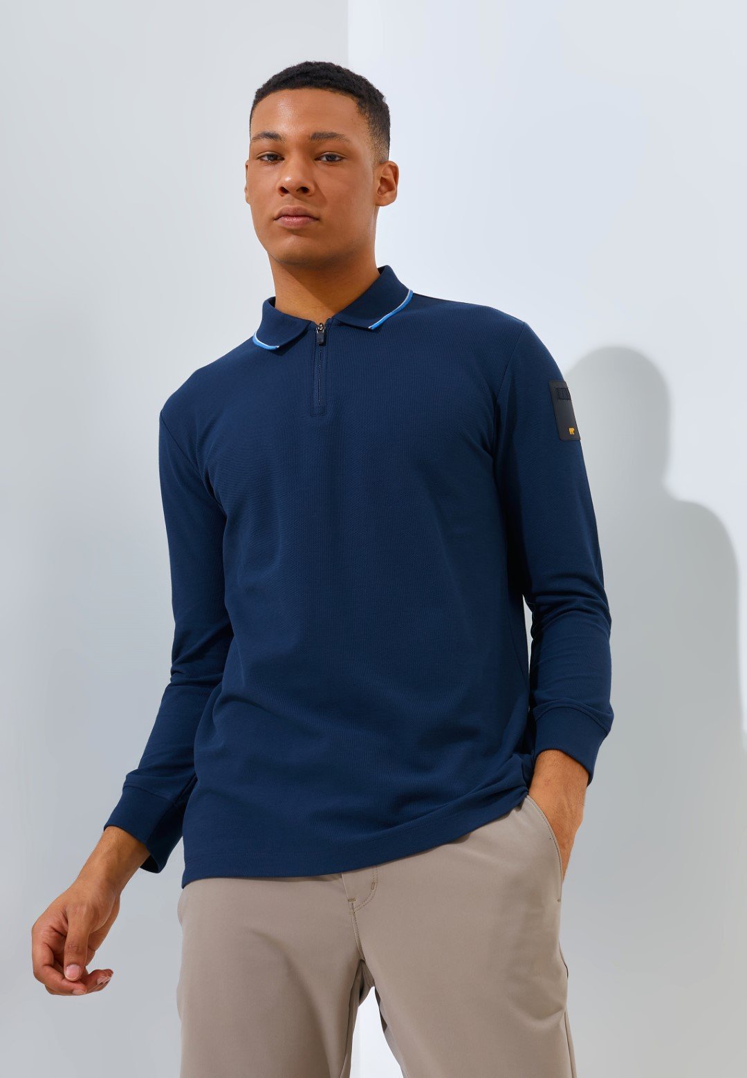 Jack Nicklaus Rayner Polo Shirt Pria Lengan Panjang Regular Fit Navy