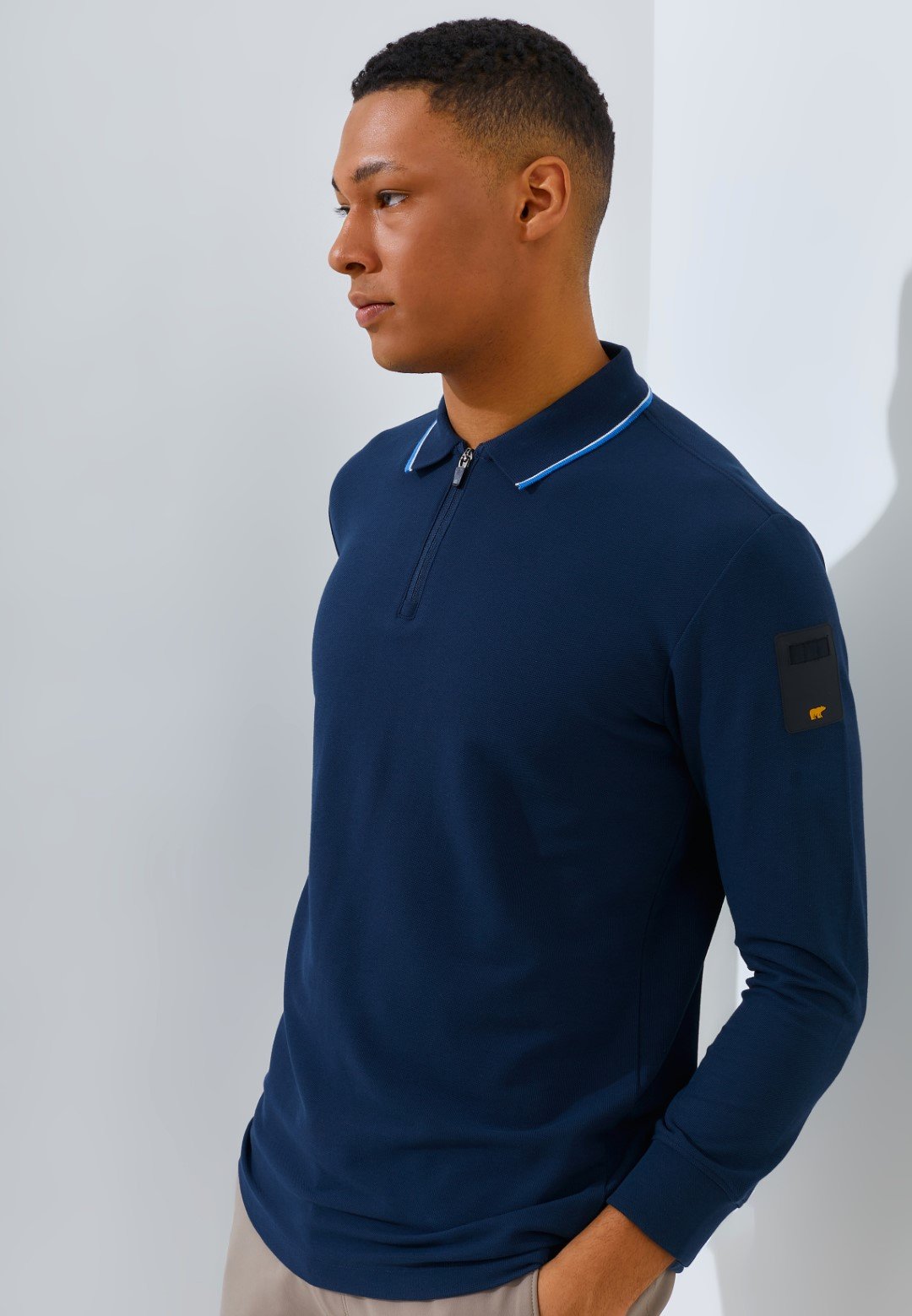 Jack Nicklaus Rayner Polo Shirt Pria Lengan Panjang Regular Fit Navy - Image 2