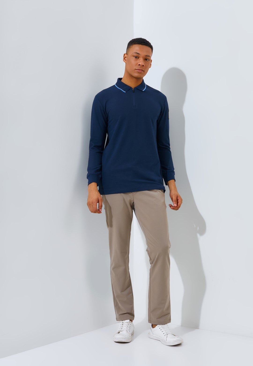 Jack Nicklaus Rayner Polo Shirt Pria Lengan Panjang Regular Fit Navy - Image 4