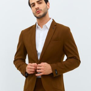 Jobb Rickman-T1 Blazer Pria Slim Fit Dark Brown