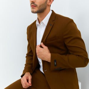 Jobb Rickman-T1 Blazer Pria Slim Fit Dark Brown