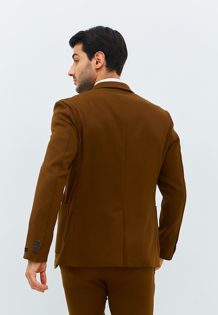 Jobb Rickman-T1 Blazer Pria Slim Fit Dark Brown - Image 3