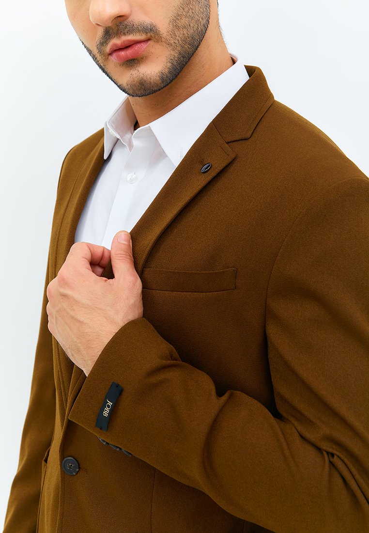 Jobb Rickman-T1 Blazer Pria Slim Fit Dark Brown - Image 4