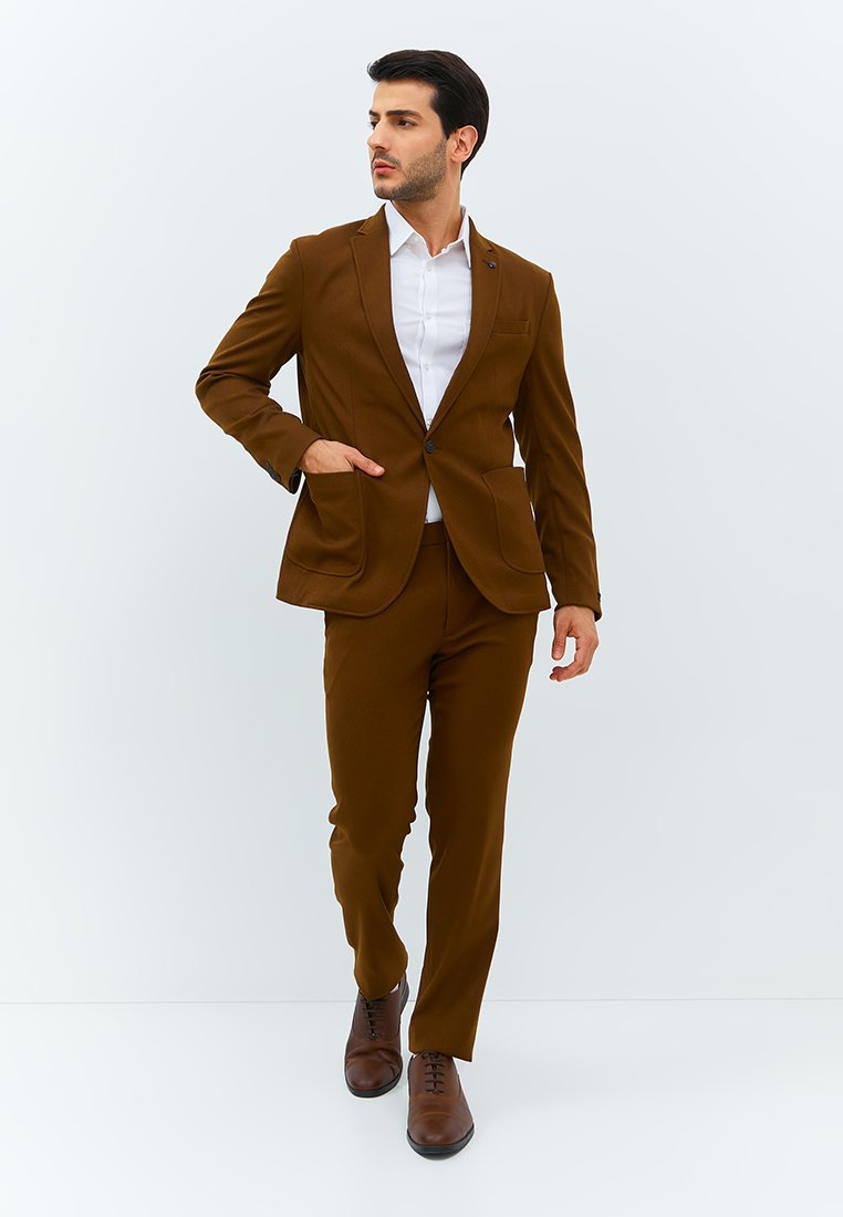 Jobb Rickman-T1 Blazer Pria Slim Fit Dark Brown - Image 5