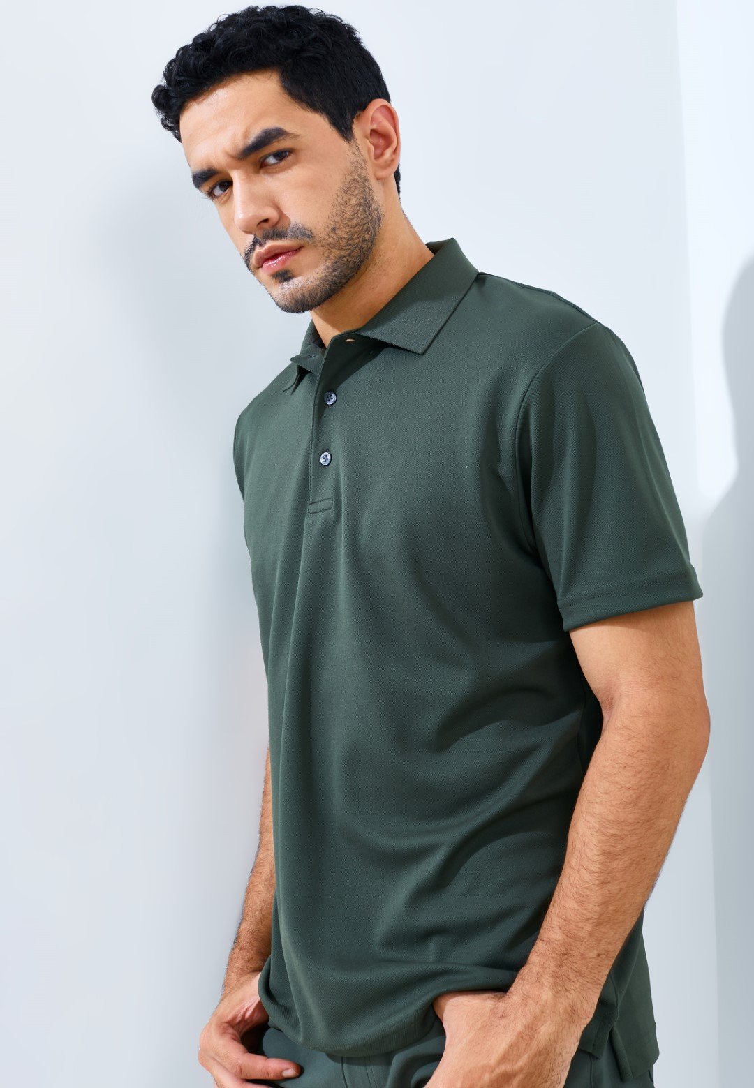 Jack Nicklaus Robertson Premium Solid Polo Virtual Olive - Image 3