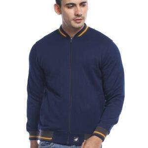 d&f CVC Jaket pria Bomber with  mustard strip - Navy
