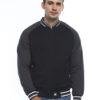 d&f Jaket pria Bomber with  abu strip - Hitam