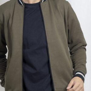 d&f Jaket pria bomber kragh whit snap - Olive