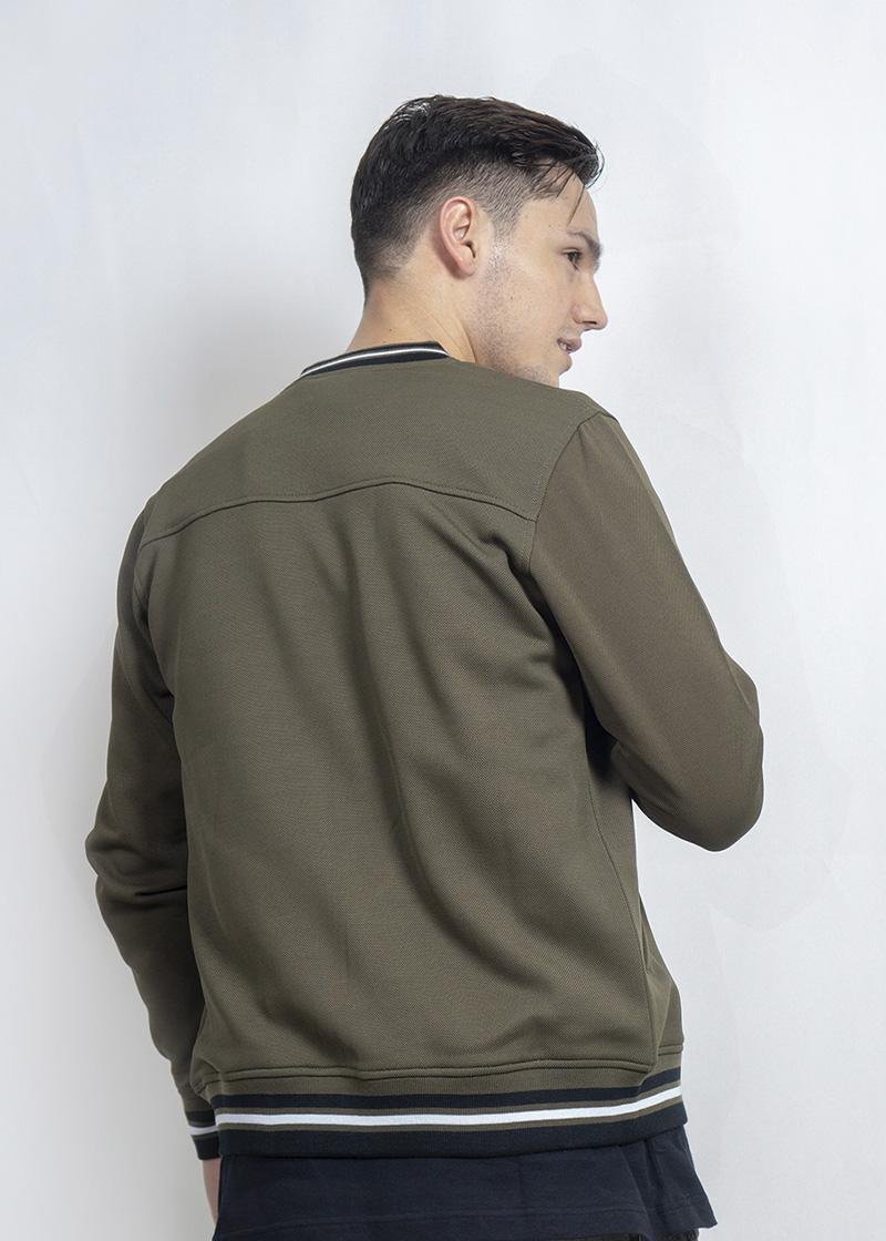 d&f Jaket pria bomber kragh whit snap - Olive - Image 3