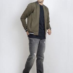 d&f Jaket pria bomber kragh whit snap - Olive