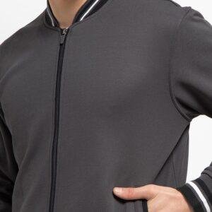 d&f CVC Jaket pria bomber kragh whit snap - Abu tua