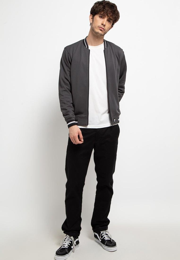 d&f CVC Jaket pria bomber kragh whit snap - Abu tua - Image 4