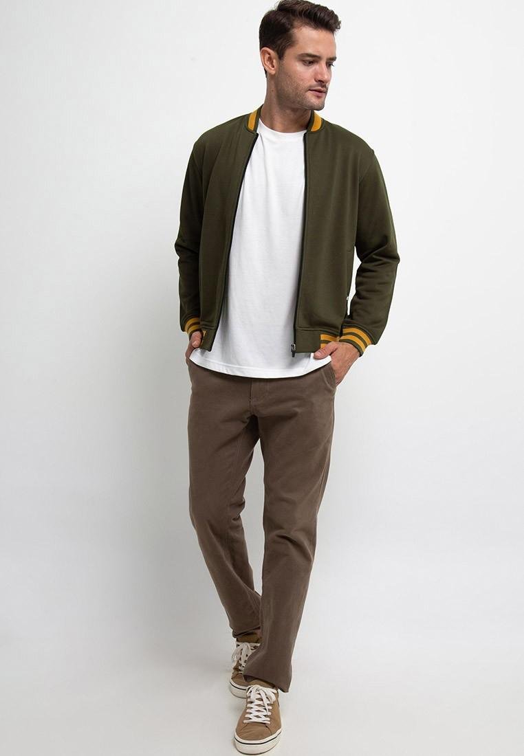 Jacket Bomber Contrast Collar-Olive - Image 4