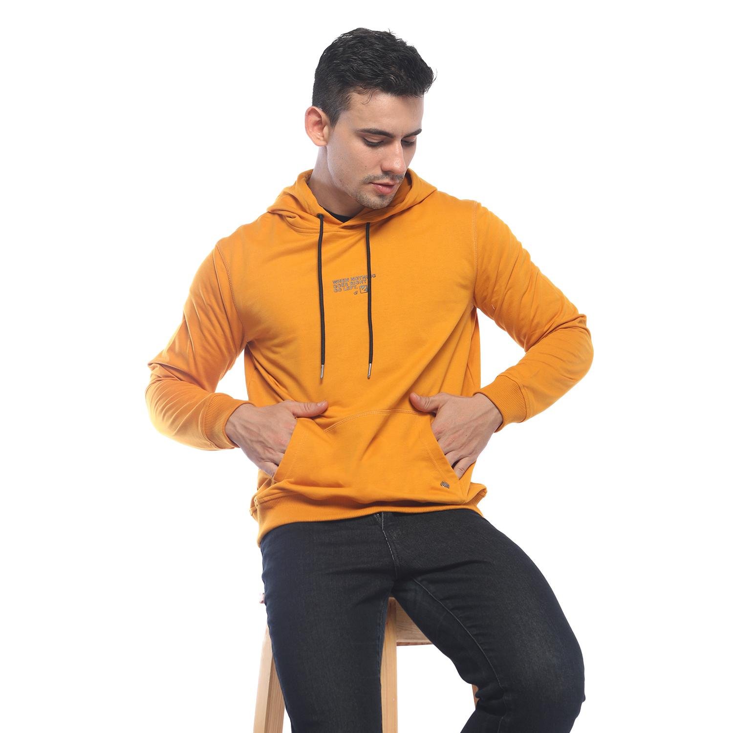 d&f Sweat shirt hoodie pria Zipper WHEN NOTHING - Mustard - Image 3
