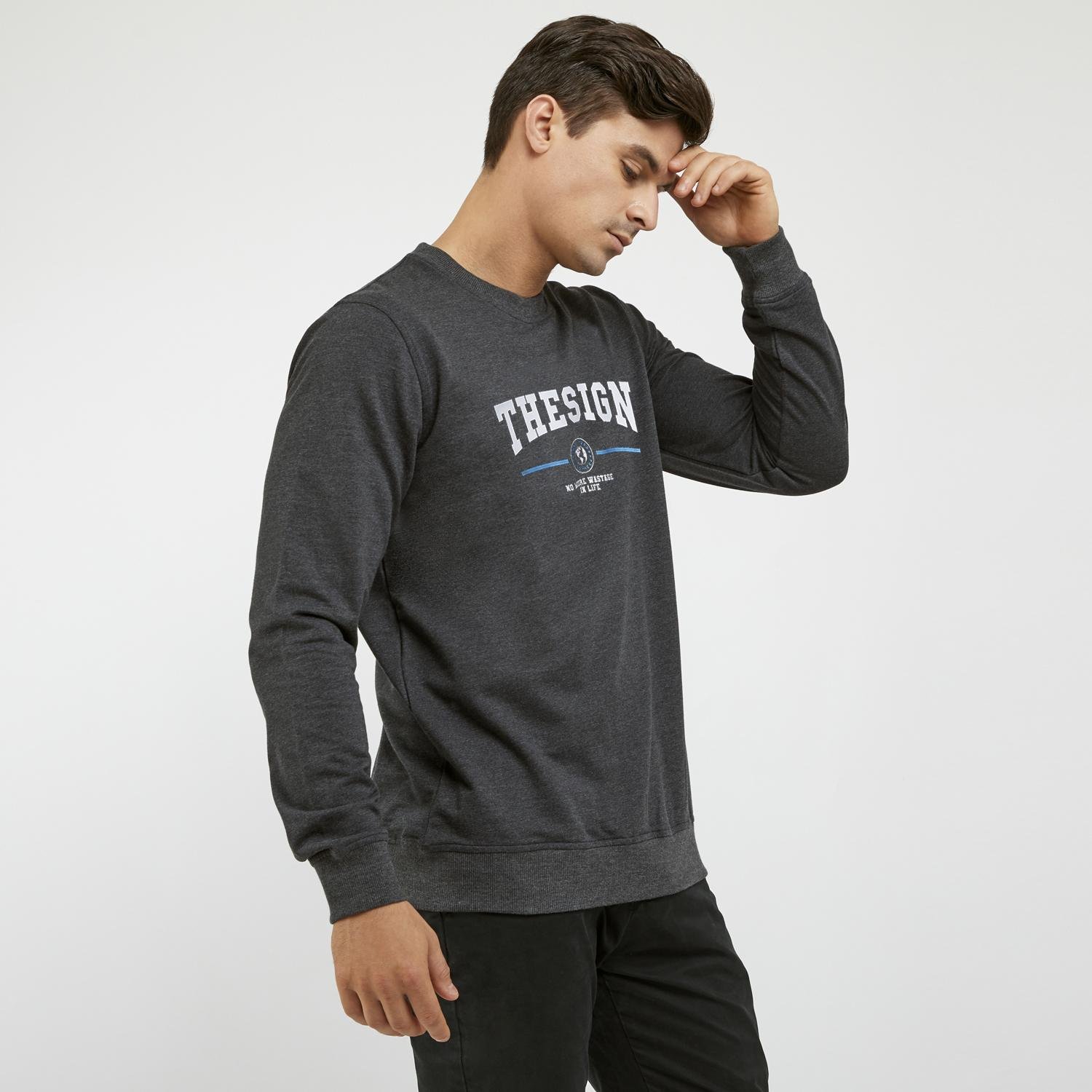 d&f sweatshirt pria unisex thesign - abu-abu
