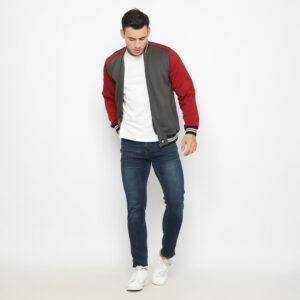 d&f jaket pria unisex bomber - abu maroon