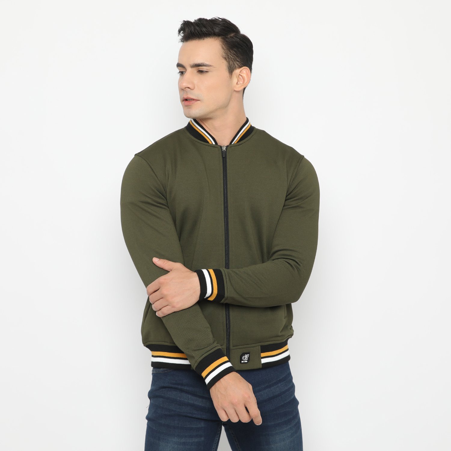 d&f jaket pria unisex bomber - olive