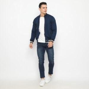 d&f jaket pria unisex biker - navy