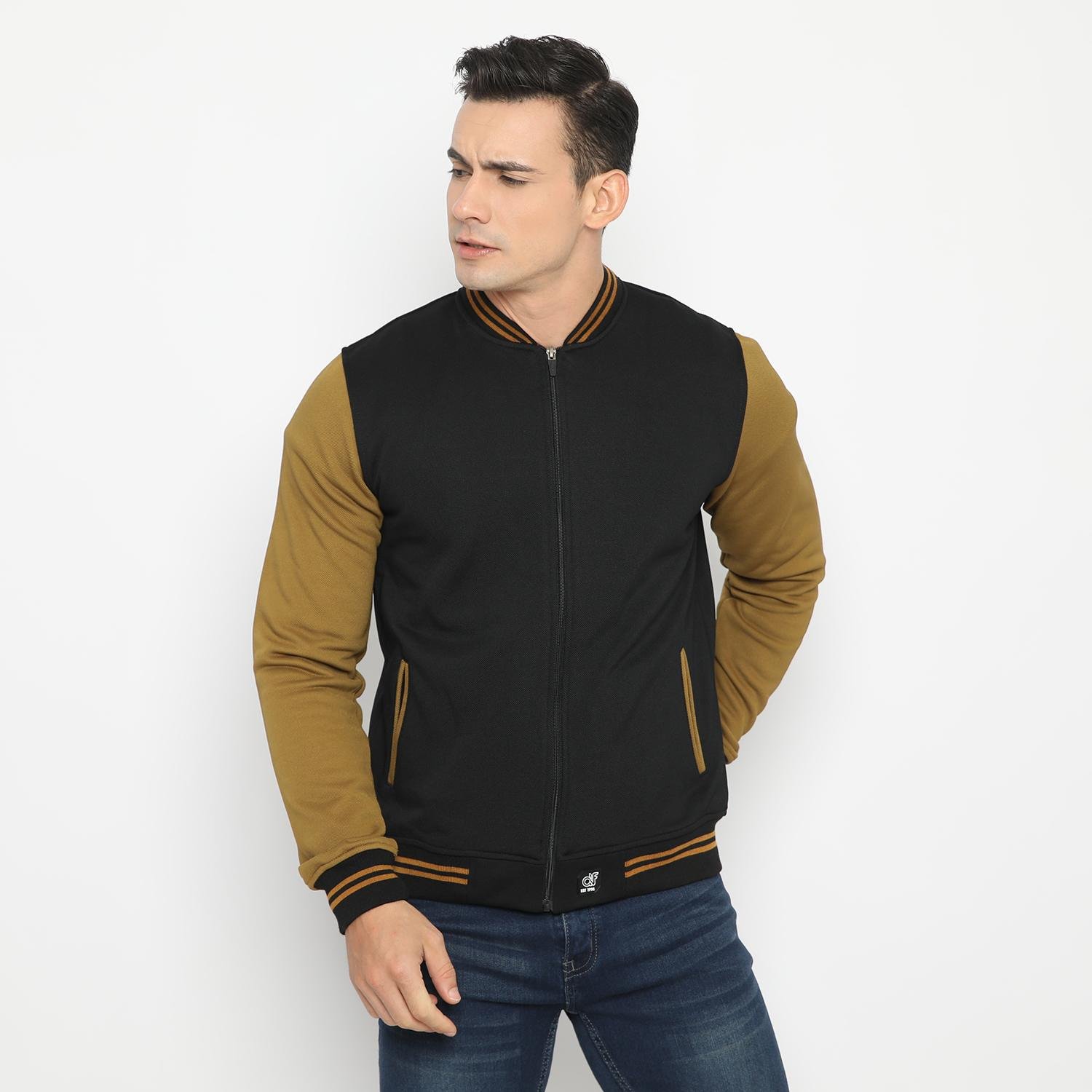 d&f jaket pria unisex bomber - hitam tobacco - Image 5