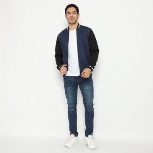 d&f CVC Jaket pria bomber - navy with hitam