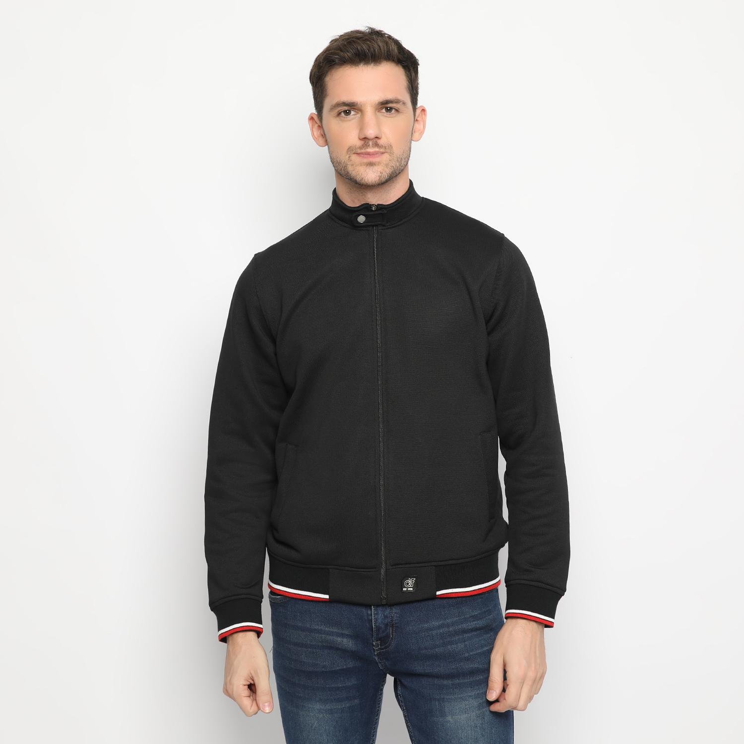 d&f CVC Jaket pria biker - hitam with button