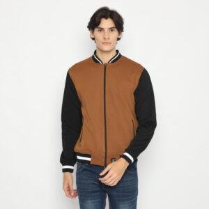d&f jaket pria unisex bomber - coklat hitam