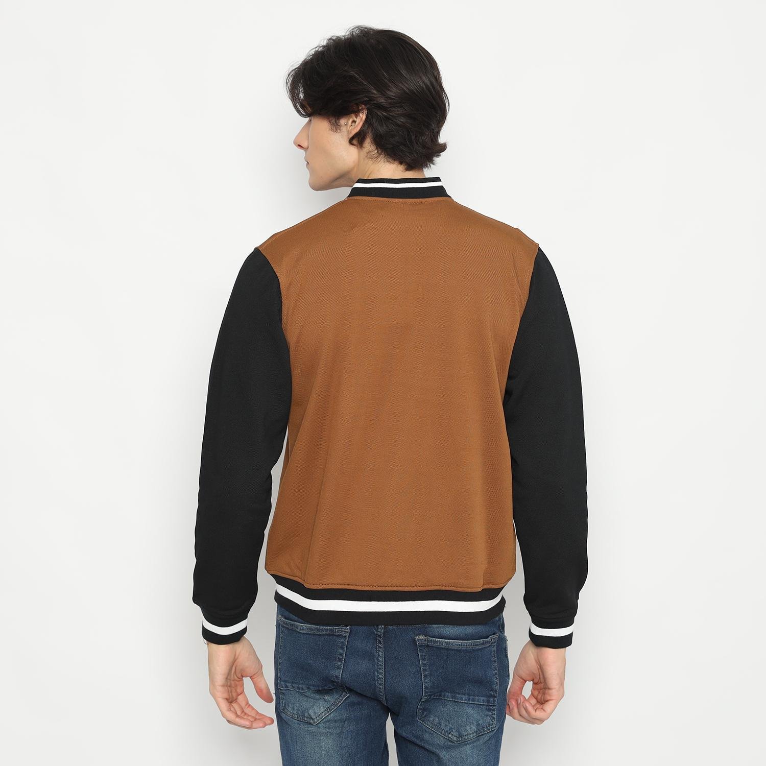 d&f jaket pria unisex bomber - coklat hitam - Image 2