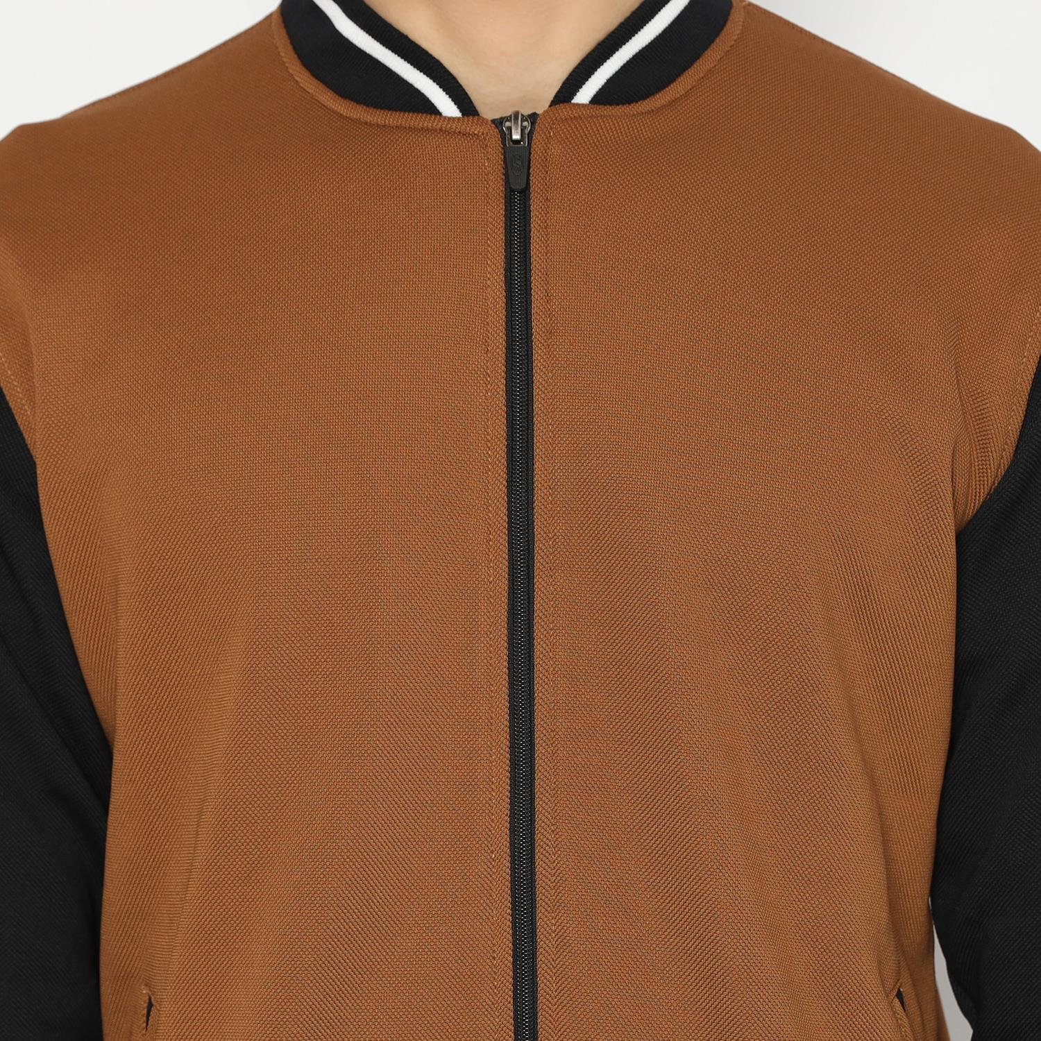 d&f jaket pria unisex bomber - coklat hitam - Image 3