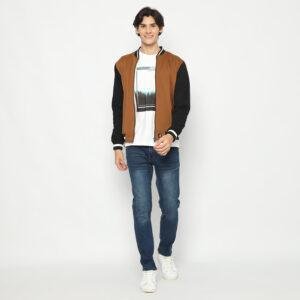 d&f jaket pria unisex bomber - coklat hitam