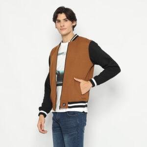 d&f jaket pria unisex bomber - coklat hitam