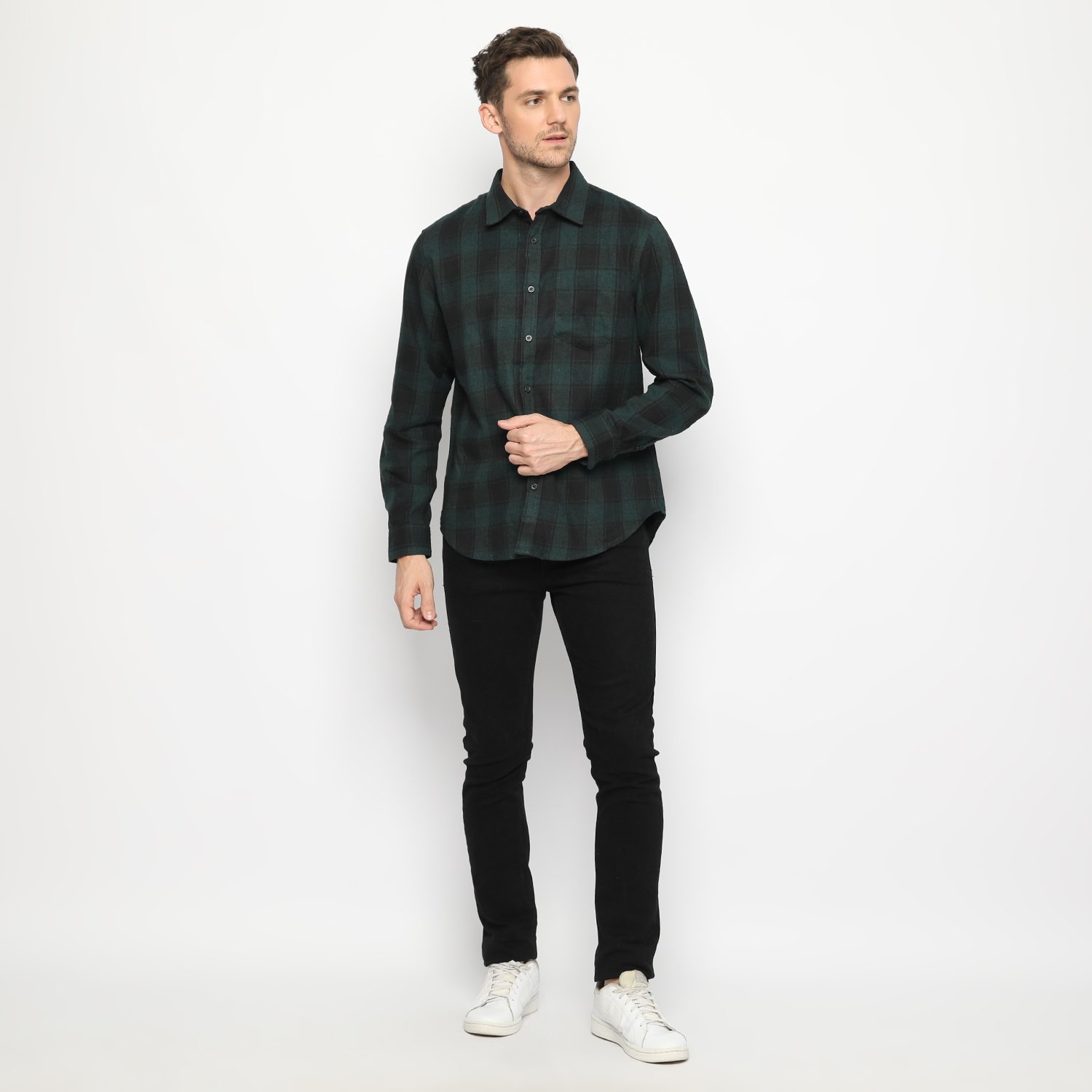 d&f kemeja pria unisex flanel - hijau - Image 4