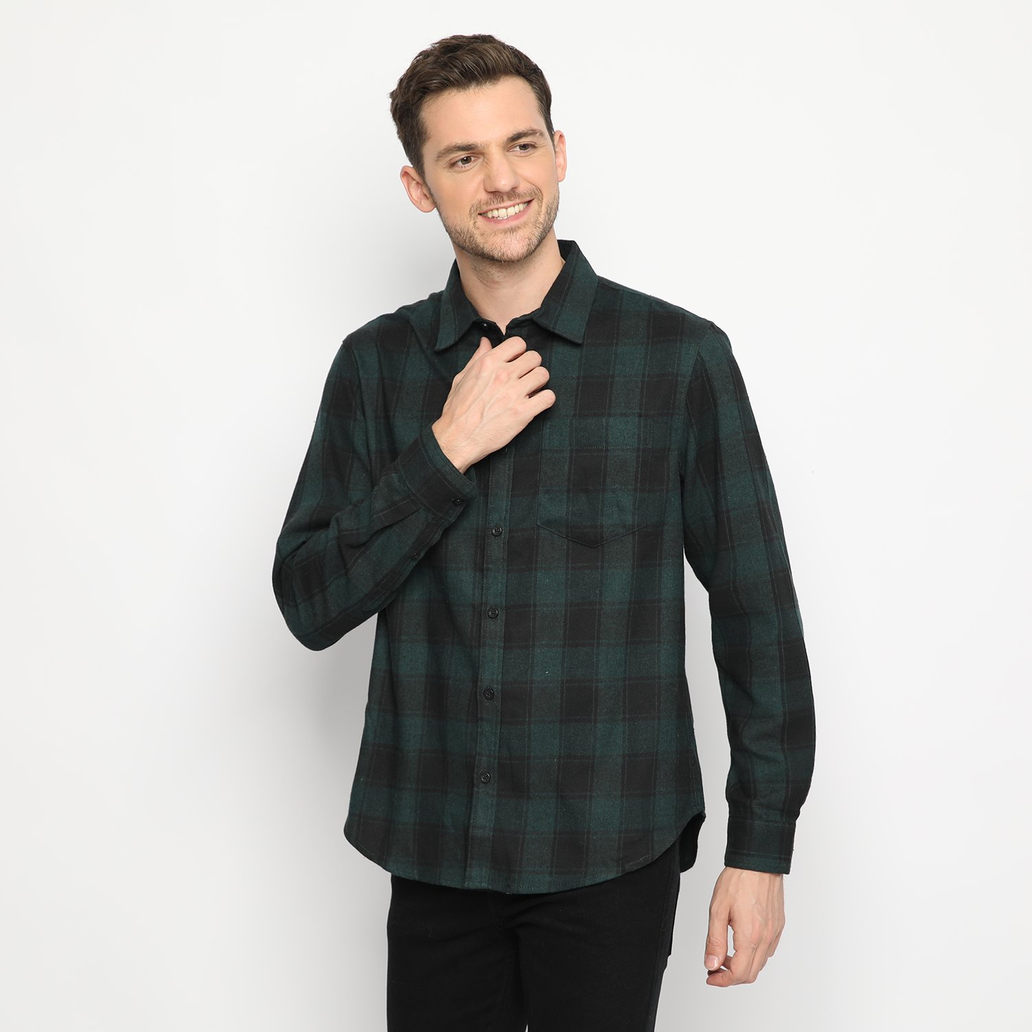 d&f kemeja pria unisex flanel - hijau - Image 5