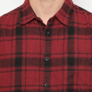 d&f kemeja pria unisex flanel - maroon