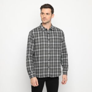 d&f kemeja pria unisex flanel - abu muda