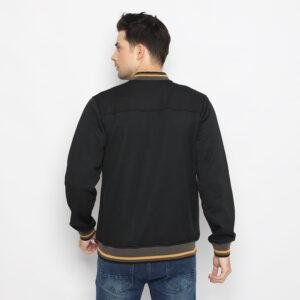 d&f jaket pria bomber with mustard strip - hitam