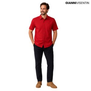 Gianni Visentin - Kemeja Formal Regular Bahan Rich Cotton Merah - 8605
