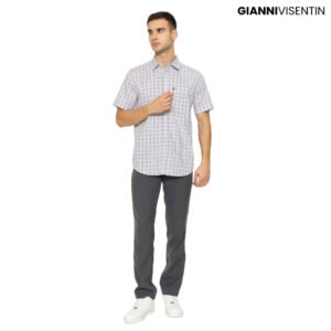 Gianni Visentin Kemeja Lengan Pendek Kotak Reguler Fit - Biru Muda - 6082