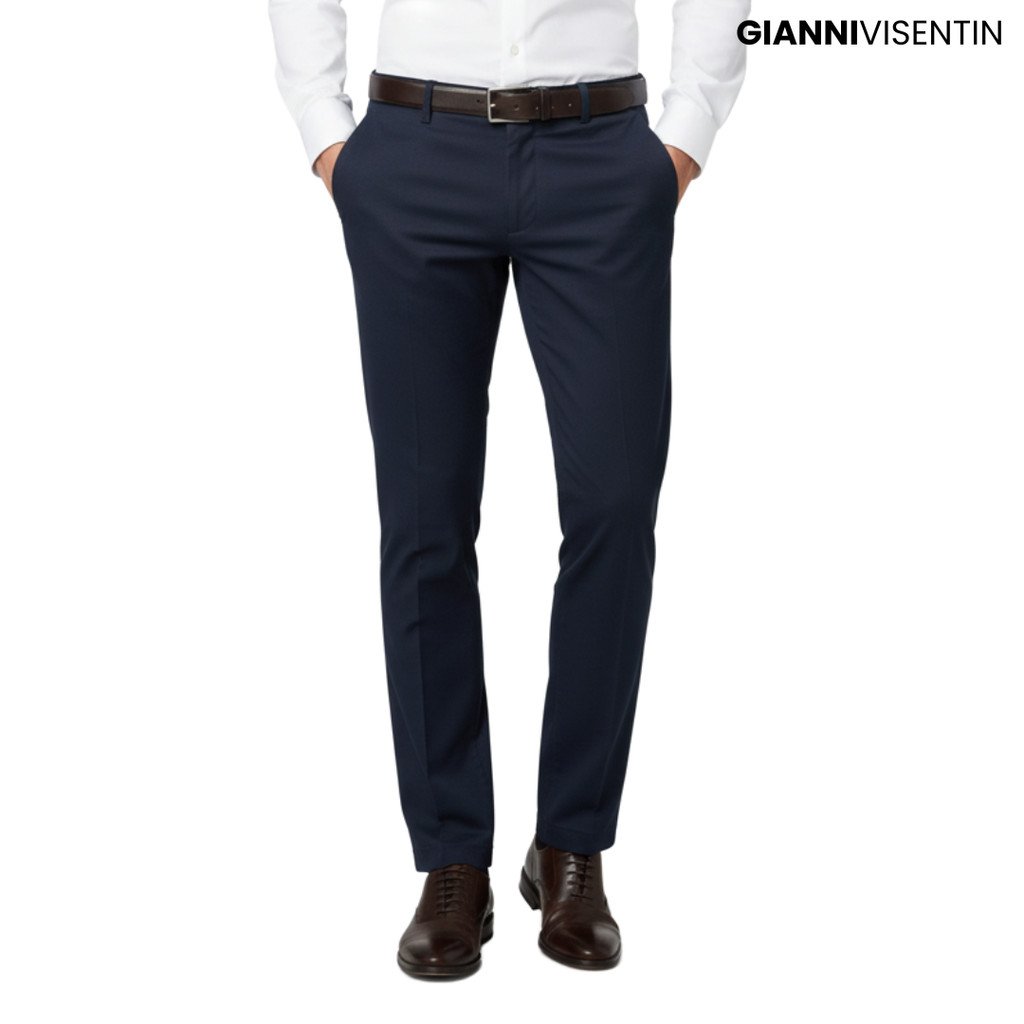 Gianni Visentin - Celana Chinos Stretch Pria Biru Tua - 4069