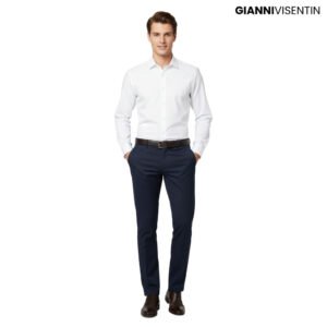 Gianni Visentin - Celana Chinos Stretch Pria Biru Tua - 4069