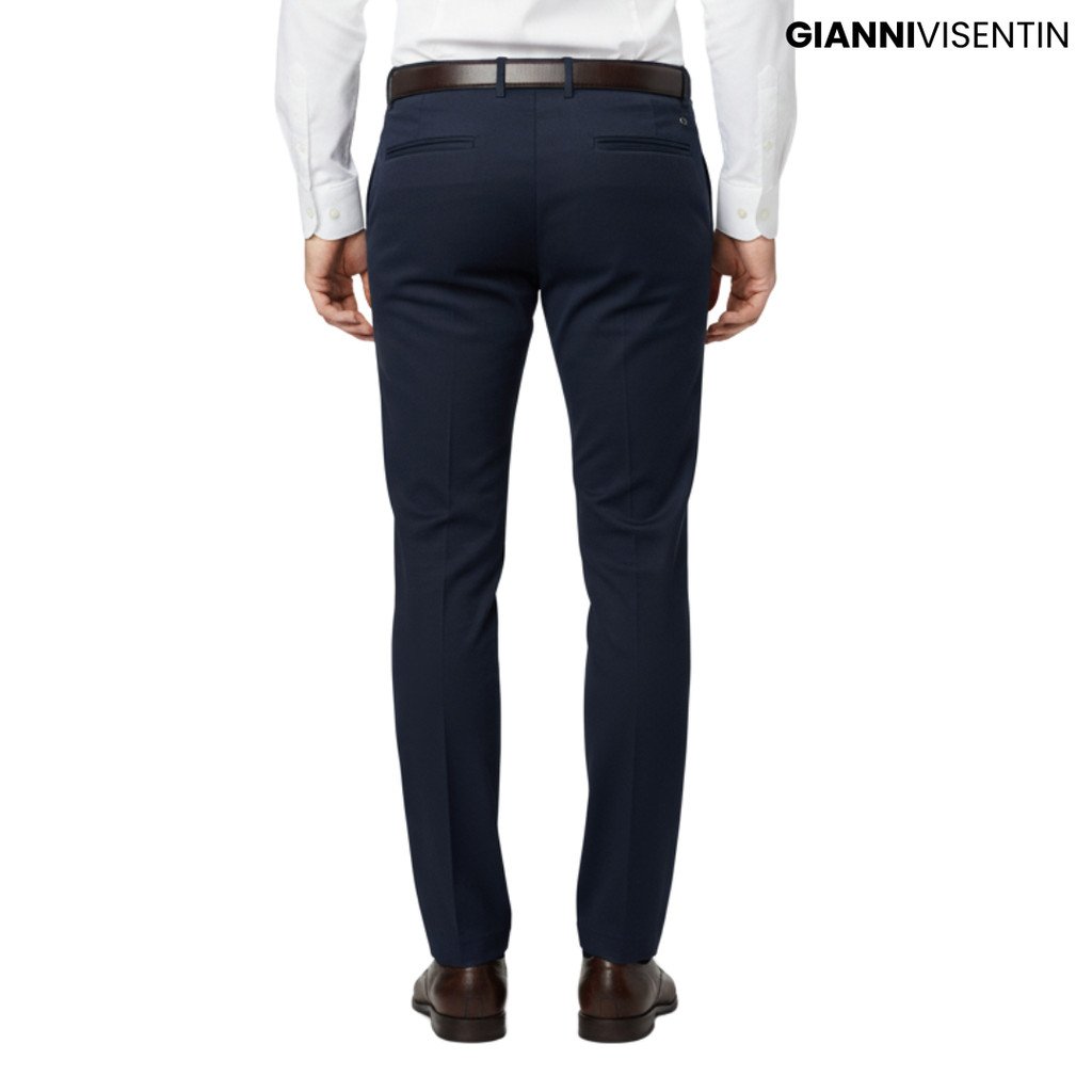Gianni Visentin - Celana Chinos Stretch Pria Biru Tua - 4069 - Image 2