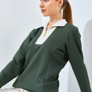 Jack Nicklaus Sharon Ladies Premium Contrast Collar Polo Virtual Olive