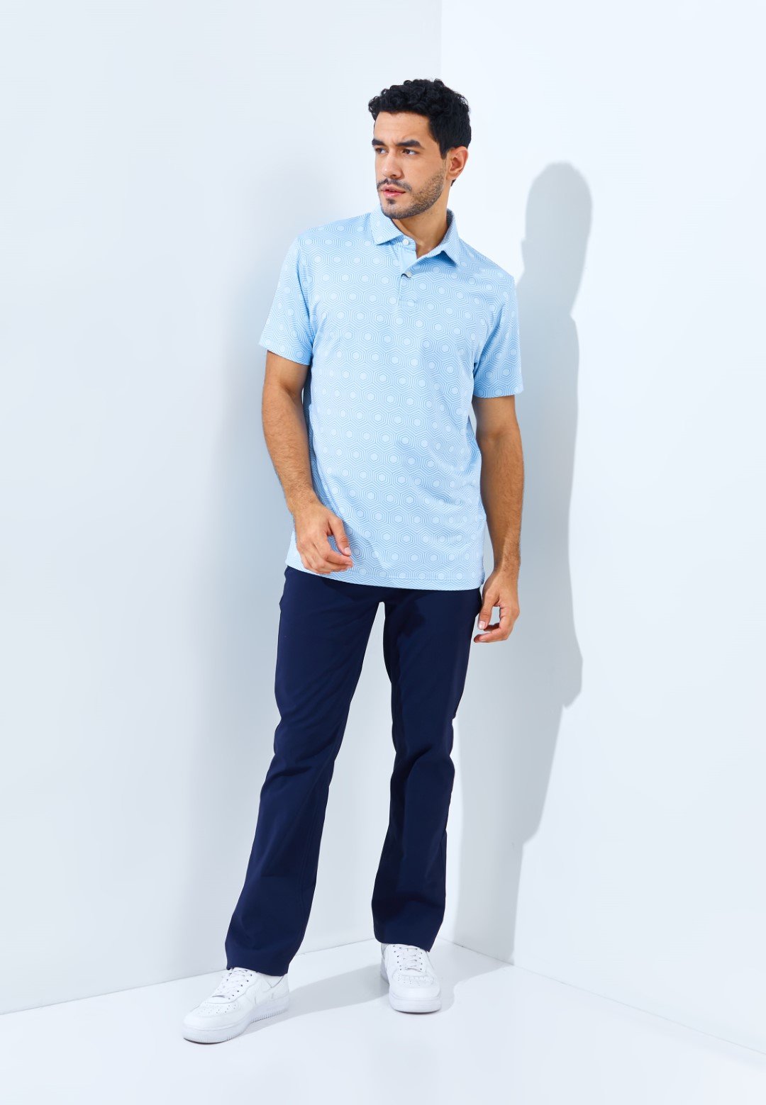Jack Nicklaus Shentonway Premium Geometric Print Polo Blue Guard - Image 6