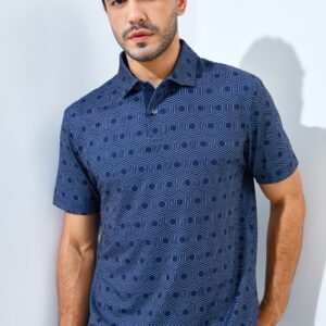 Jack Nicklaus Shentonway Premium Geometric Print Polo Classic Navy