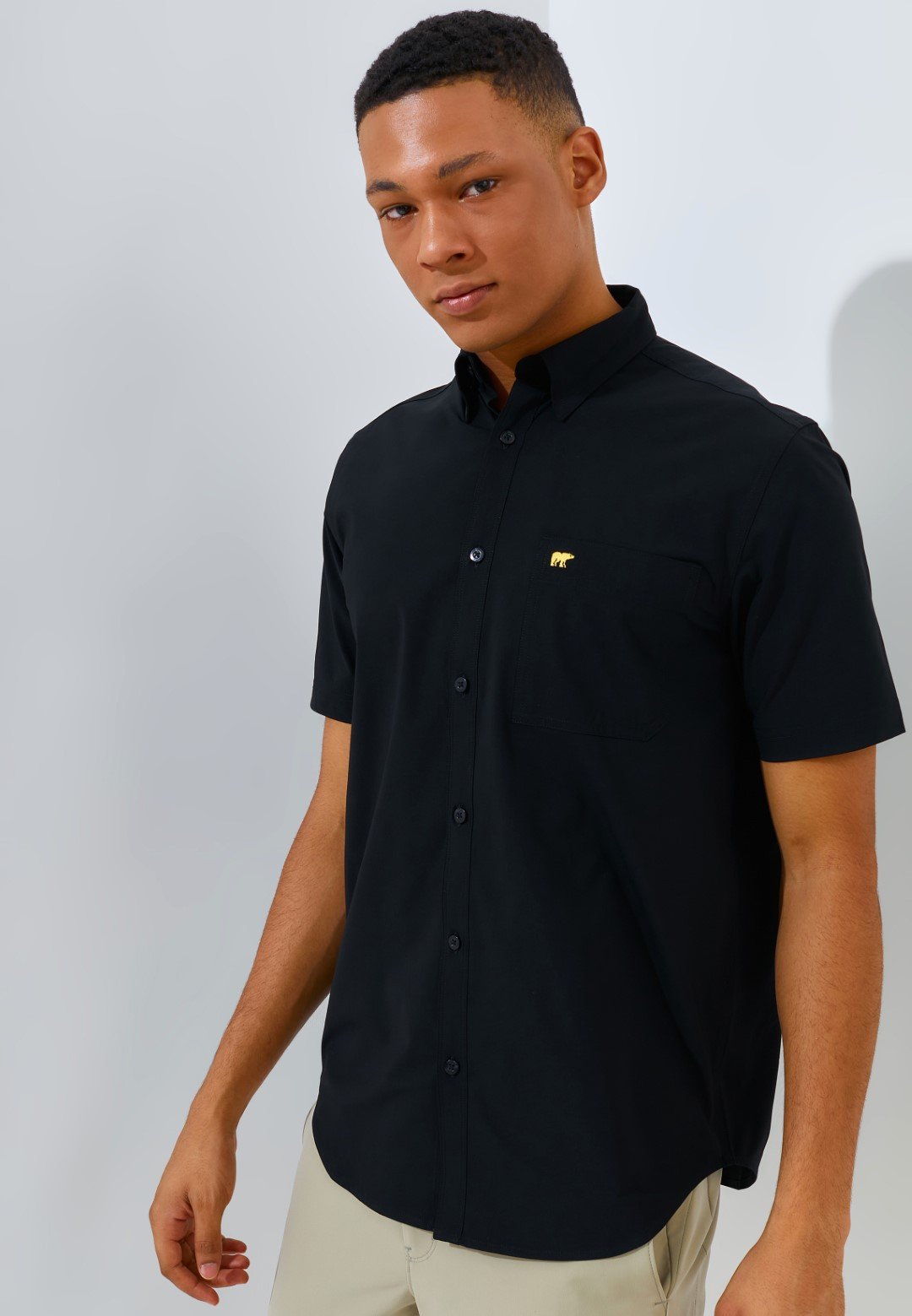 Jack Nicklaus Sleek Attire Kemeja Pria Lengan Pendek Slim Fit Black