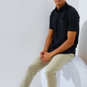 Jack Nicklaus Sleek Attire Kemeja Pria Lengan Pendek Slim Fit Black