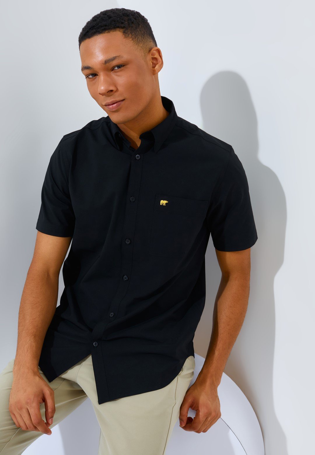 Jack Nicklaus Sleek Attire Kemeja Pria Lengan Pendek Slim Fit Black - Image 6