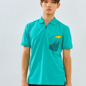 Jack Nicklaus Strauss Polo Shirt Pria Slim Fit Peacock Green
